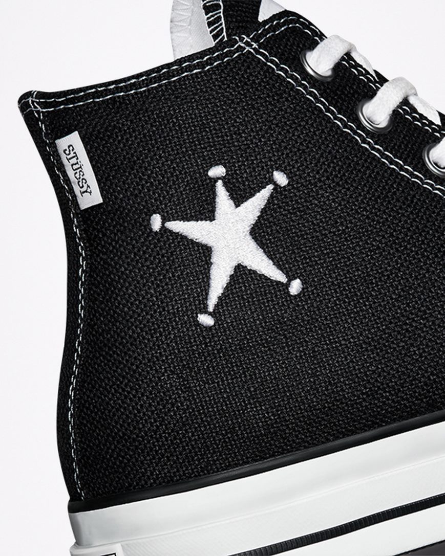 Pánské Boty Vysoké Converse x Stüssy Chuck 70 Černé Bílé Černé | CZ YZVP01